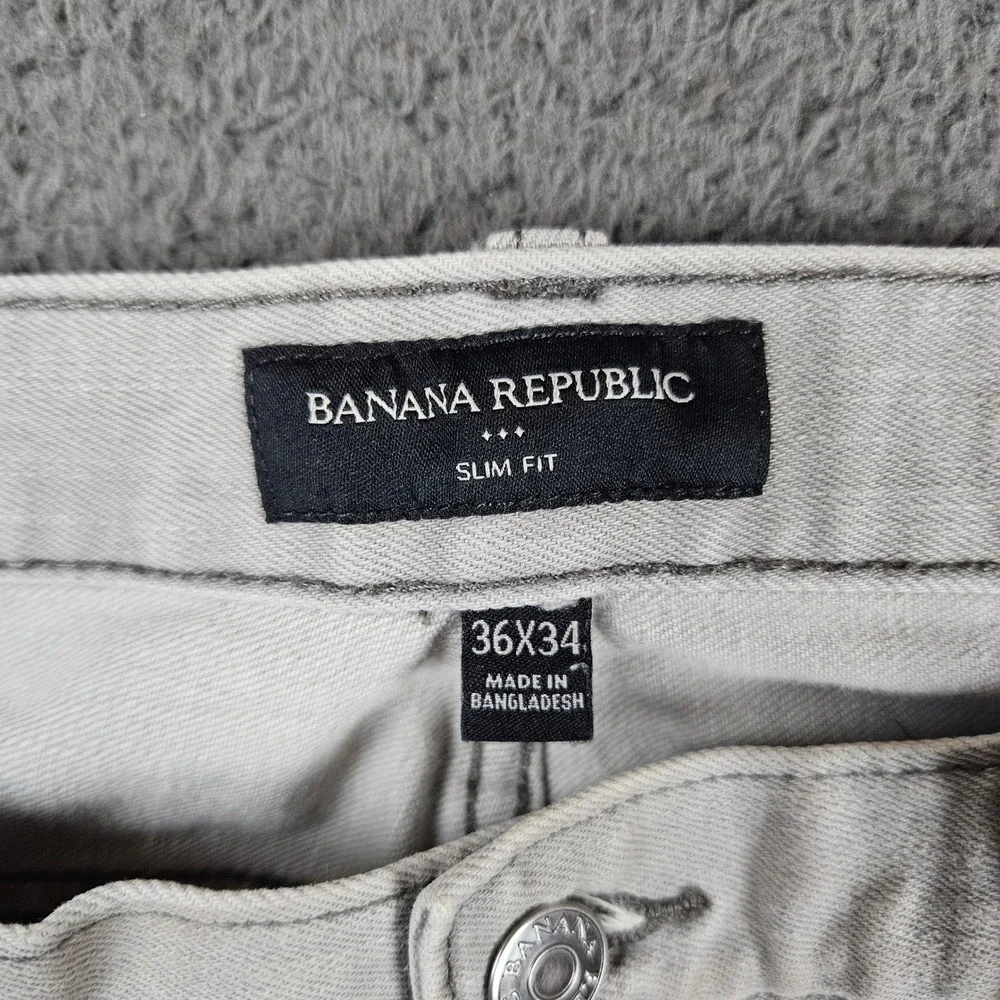 Banana Republic Mens Slim‎ Fit Light Gray Denim Jeans 36x34